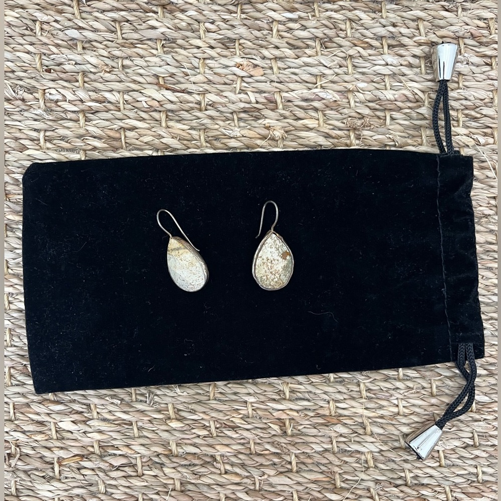 Granite and Silver Teardrop Earrings